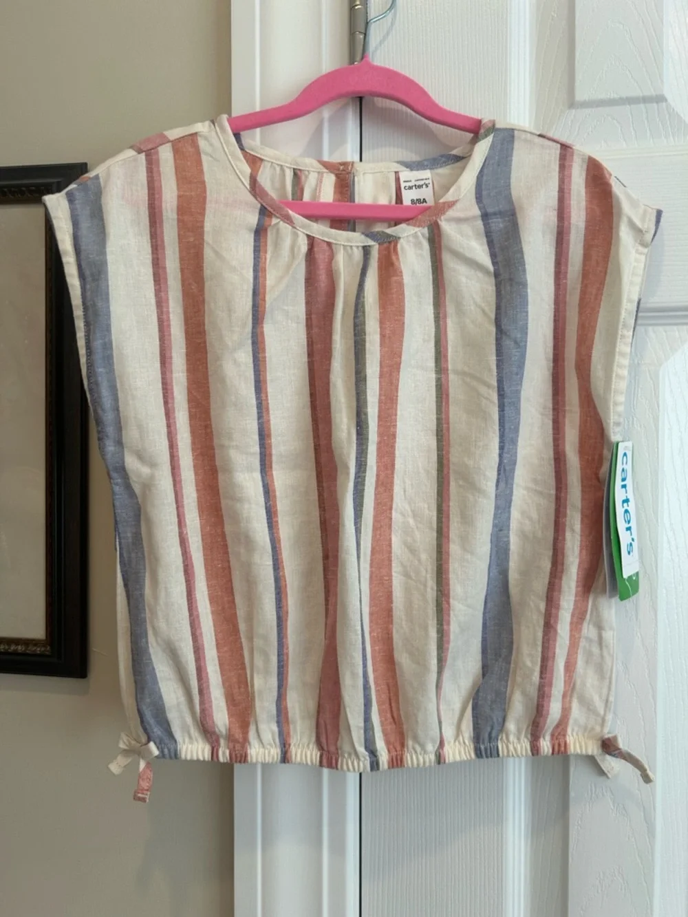 Carter's Girls' Cream Multi-Stripe Short Sleeve Top